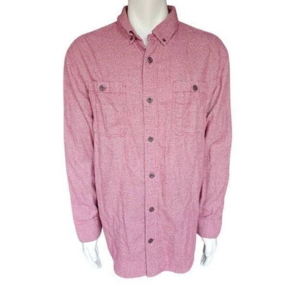 Duluth Trading Co Shirt Mens XL Relaxed Fit Button Front Long Sleeve Red Cotton